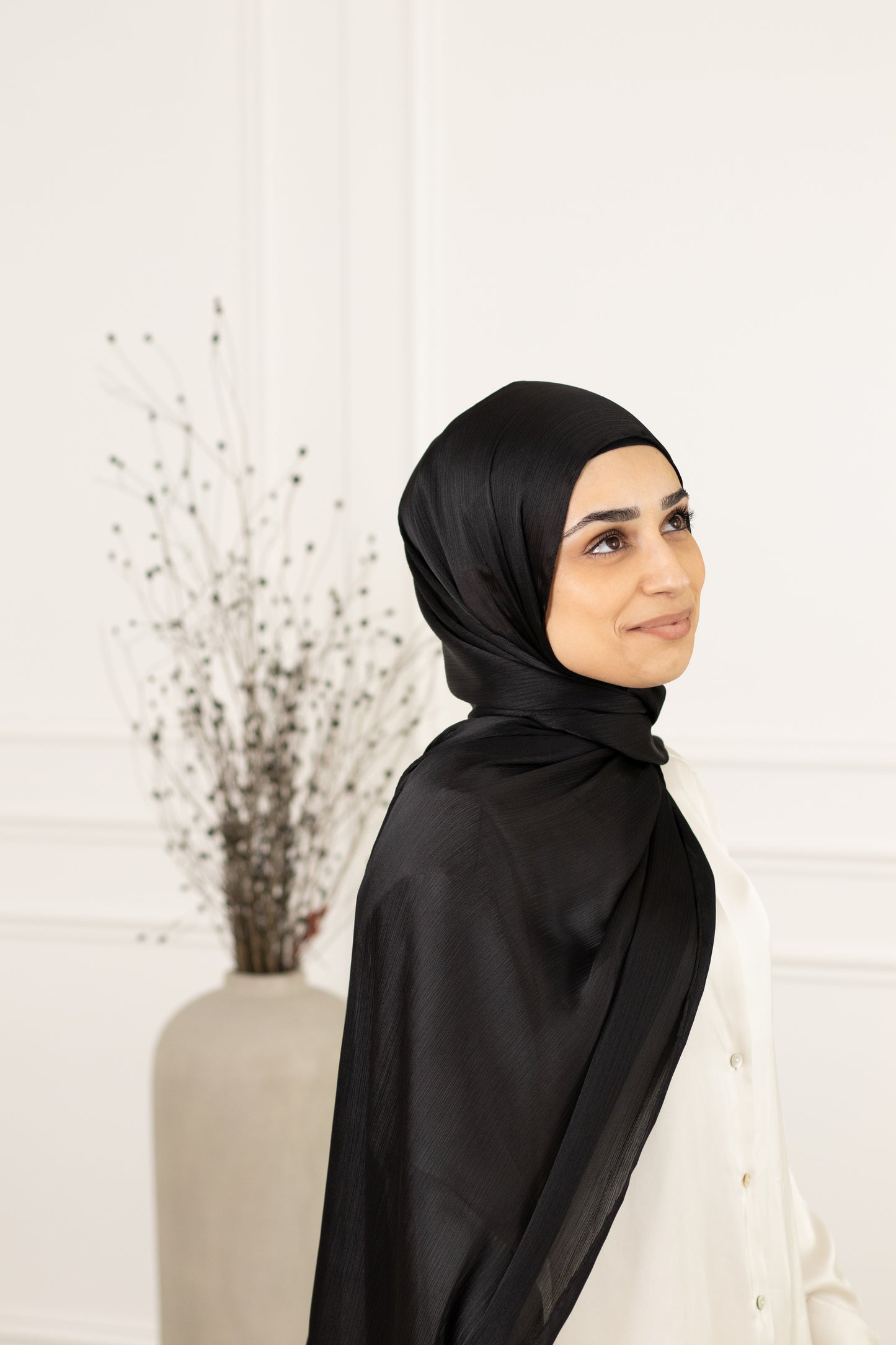 Krinkle Hijab Abendmode schwarz - Evening wear black