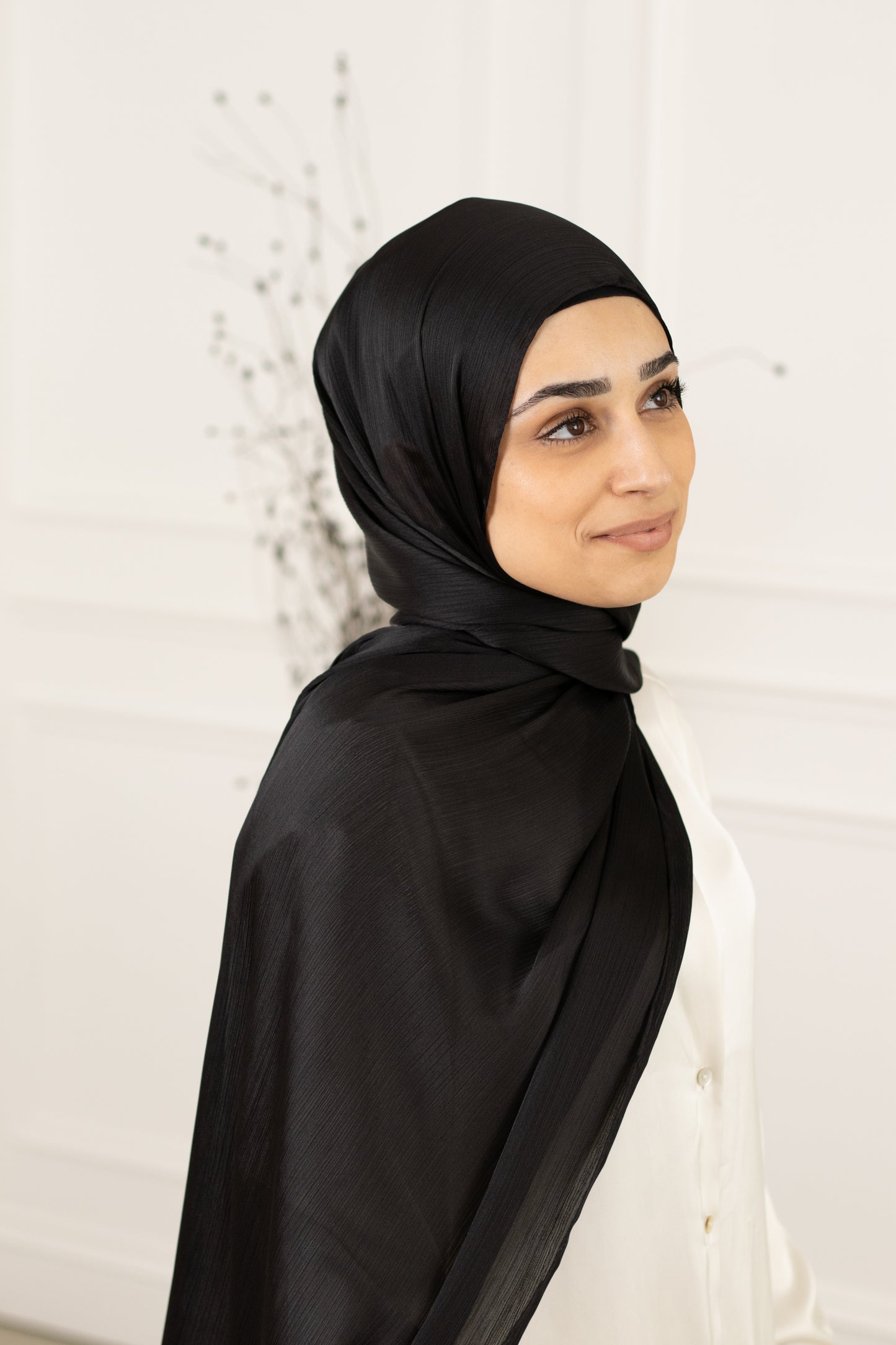 Krinkle Hijab Abendmode schwarz - Evening wear black