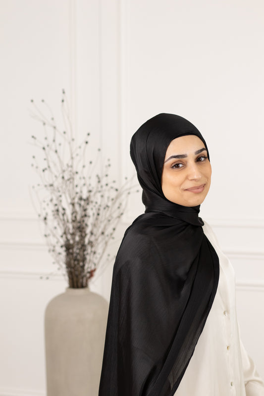 Krinkle Hijab Abendmode schwarz - Evening wear black