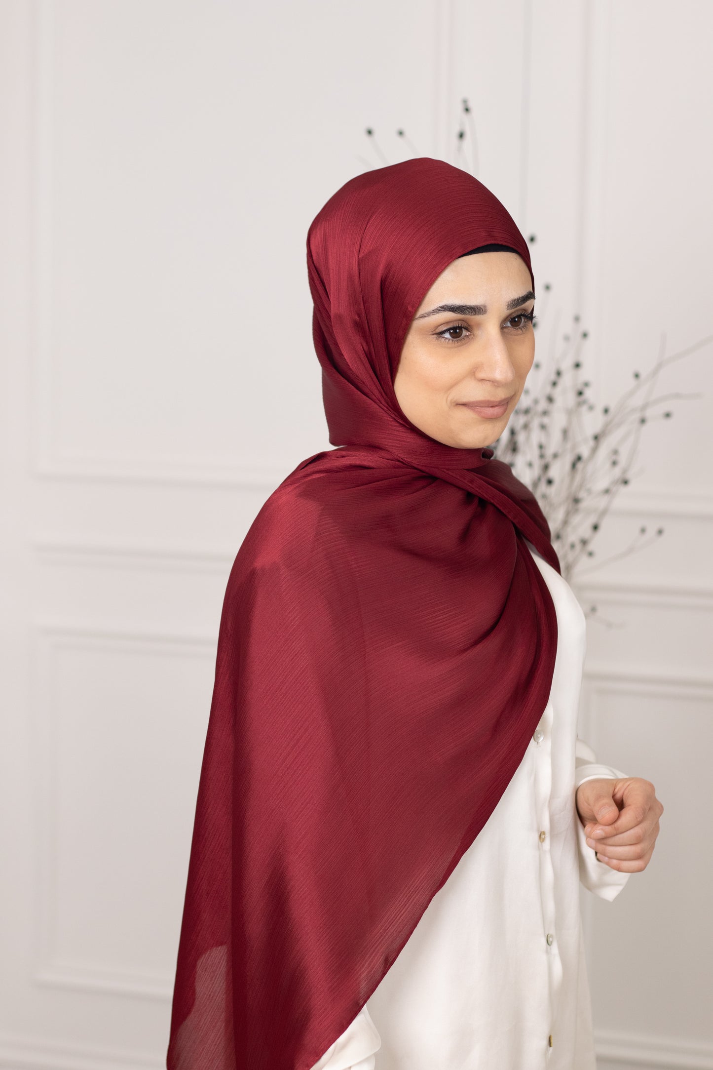 Krinkle Hijab Abendmode rot - Evening wear red